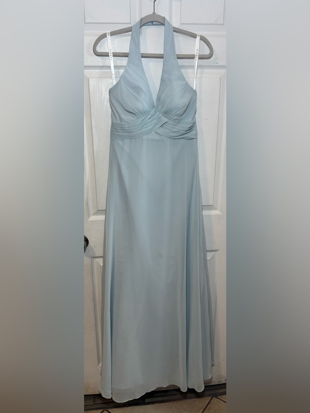 Azazie Tessie Mist Halter Bridesmaid Dress Women’s 8 Wedding Party Formal Bridal - Picture 3 of 16